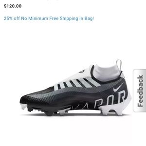 Nike mens Vapor Football Cleats with ghost laces.